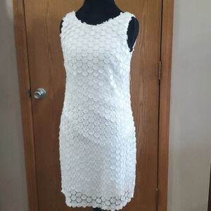 Laundry by Shelli Segal white daisy lined sheer pullover dress nwt